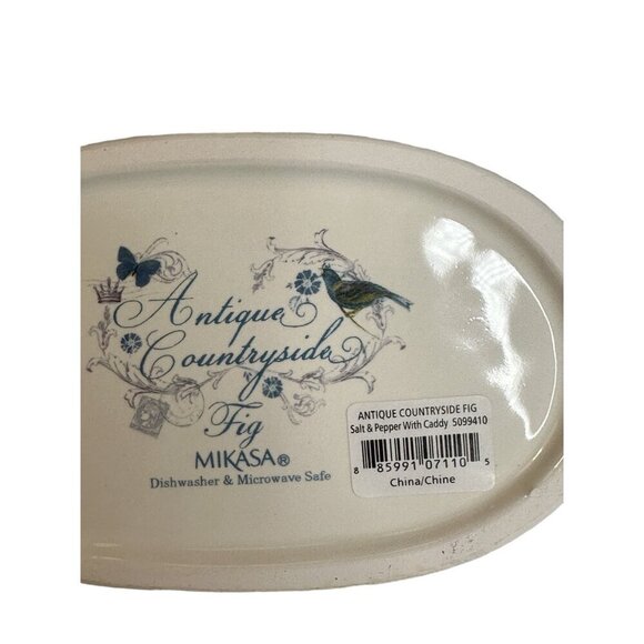 NEW Mikasa Antique Countryside Salt & Pepper Set With Caddy - Picture 11 of 12